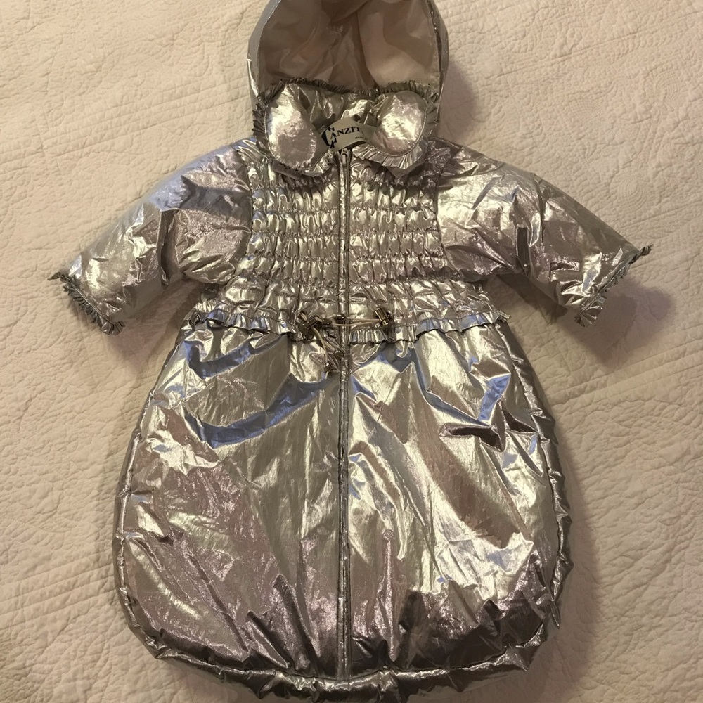 Lot Of 3 Items CANZITEX snowsuit bunting infant sz 3M Made In Italy Silver Bodys